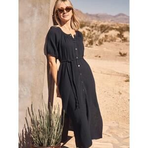 marine layer erin shirt dress Arden Midi Shirt Dress Rust/White Stripe / S